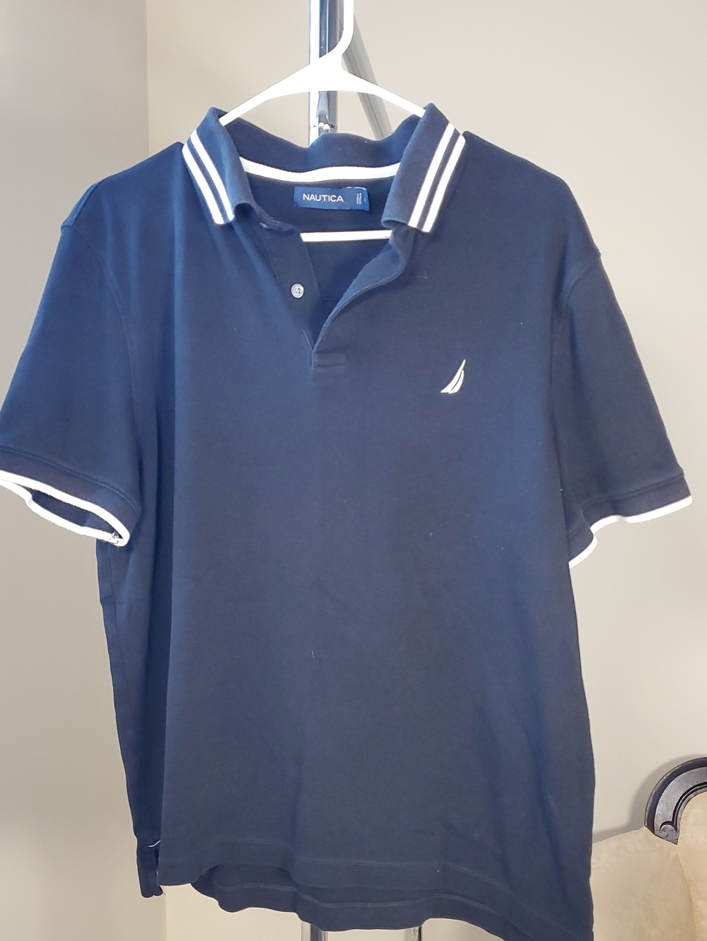 Nautica Men's Black Polo with White Trim